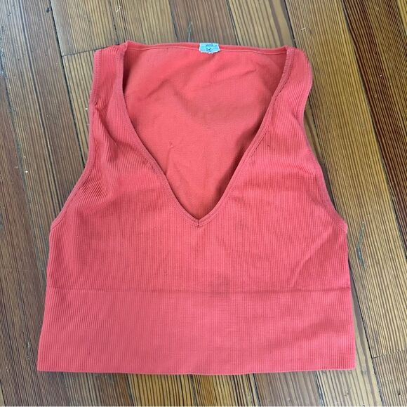 S coral ribbed crop top - Picture 1 of 2